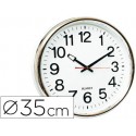 RELOJ Q-CONNECT DE PARED PLASTICO OFICINA REDONDO 38 CM MARCO CROMADO