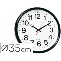 RELOJ DE PARED Q-CONNECT PLASTICO BS-OFICINA REDONDO 38 CM -MARCO NEGRO