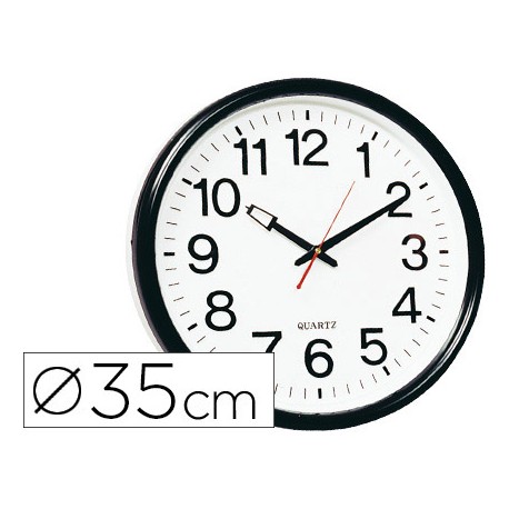 RELOJ DE PARED Q-CONNECT PLASTICO BS-OFICINA REDONDO 38 CM -MARCO NEGRO