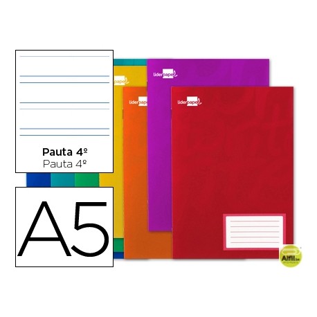 LIBRETA LIDERPAPEL WRITE A5 16 HOJAS 60G/M2CUADRO PAUTA 4Ë 3.5MM CON MARGEN
