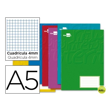 LIBRETA LIDERPAPEL WRITE A5 32 HOJAS 60G/M2CUADRO 4MM CON MARGEN