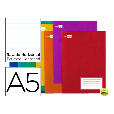 LIBRETA LIDERPAPEL WRITE A5 32 HOJAS 60G/M2 HORIZONTAL CON MARGEN