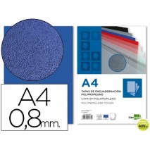 TAPA ENCUADERNACION LIDERPAPEL POLIPROPILENO A4 0.8MM AZUL