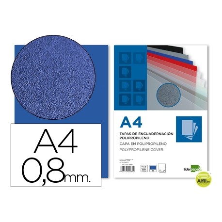 TAPA ENCUADERNACION LIDERPAPEL POLIPROPILENO A4 0.8MM AZUL