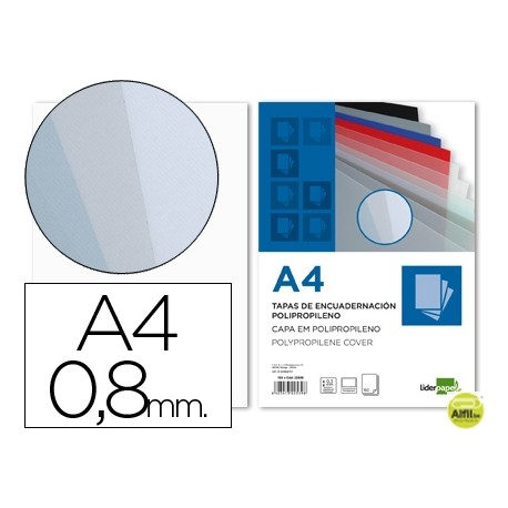 TAPA ENCUADERNACION LIDERPAPEL POLIPROPILENO A4 0.8MM TRANSPARENTE