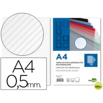 TAPA ENCUADERNACION LIDERPAPEL POLIPROPILENO RAYADO A4 0.5MM TRANSPARENTE