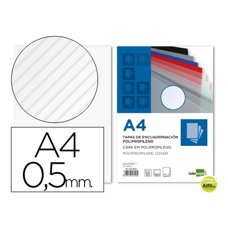 TAPA ENCUADERNACION LIDERPAPEL POLIPROPILENO RAYADO A4 0.5MM TRANSPARENTE