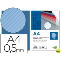 TAPA ENCUADERNACION LIDERPAPEL POLIPROPILENO RAYADO A4 0.5MM AZUL