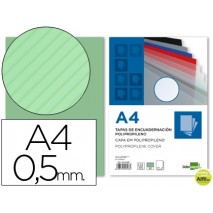 TAPA ENCUADERNACION LIDERPAPEL POLIPROPILENO RAYADO A4 0.5MM VERDE
