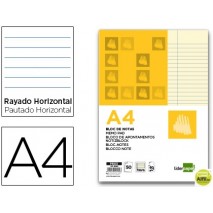 BLOC NOTAS LIDERPAPEL HORIZONTAL A4 50 HOJAS AMARILLAS 60G/M2 ENCOLADO
