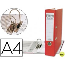 ARCHIVADOR DE PALANCA ELBA CARTON FORRADO DIN A4 ROJO -LOMO DE 80 MM -RADO PLAST
