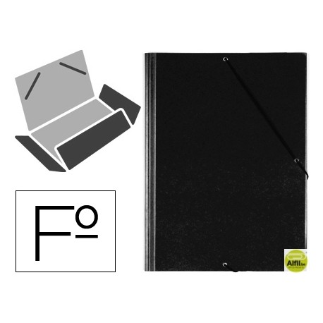 CARPETA GOMAS SOLAPAS PLASTICOSARO FOLIO NEGRA