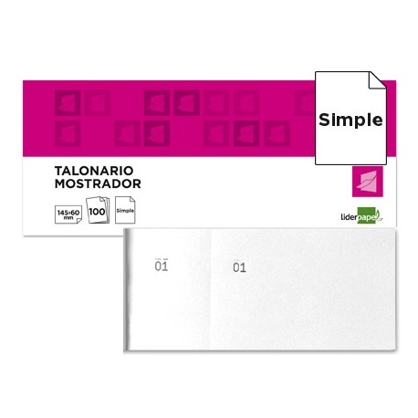 TALONARIO LIDERPAPEL MOSTRADOR 62X145 MM TL02 BLANCO CON MATRIZ