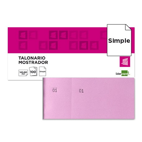 TALONARIO LIDERPAPEL MOSTRADOR 62X145 MM TL05 ROSA CON MATRIZ