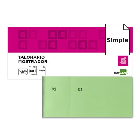 TALONARIO LIDERPAPEL MOSTRADOR 62X145 MM TL06 VERDE CON MATRIZ