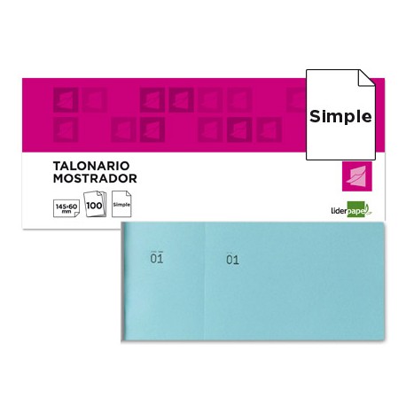 TALONARIO LIDERPAPEL MOSTRADOR 62X145 MM TL03 CELESTE CON MATRIZ