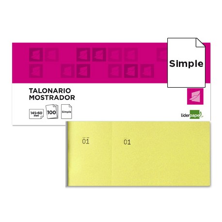 TALONARIO LIDERPAPEL MOSTRADOR 62X145 MM TL01 AMARILLO CON MATRIZ