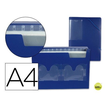 CARPETA BEAUTONE CLASIFICADOR FUELLE 33622 POLIPROPILENO DIN A4 AZUL -2 DISKETTERAS -13 DEPARTAMENTO