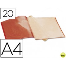 CARPETA BEAUTONE ESCAPARATE 37910 20 FUNDAS POLIPROPILENO DIN A4 ROJA