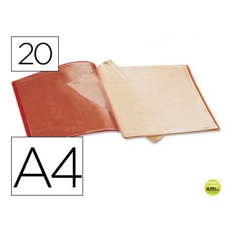 CARPETA BEAUTONE ESCAPARATE 37910 20 FUNDAS POLIPROPILENO DIN A4 ROJA