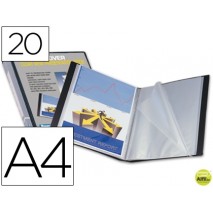 CARPETA BEAUTONE ESCAPARATE 37715 20 FUNDAS CANGURO POLIPROPILENO DIN A4 NEGRA -PORTADA Y LOMO PERSO