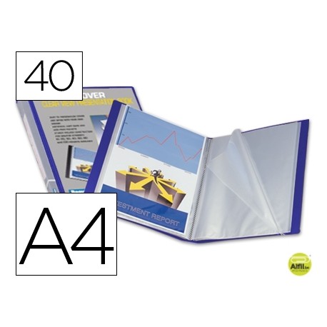 CARPETA BEAUTONE ESCAPARATE 37732 40 FUNDAS CANGURO POLIPROPILENO DIN A4 AZUL -PORTADA Y LOMO PERSON