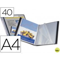 CARPETA BEAUTONE ESCAPARATE 37735 40 FUNDAS CANGURO POLIPROPILENO DIN A4 NEGRA -PORTADA Y LOMO PERSO