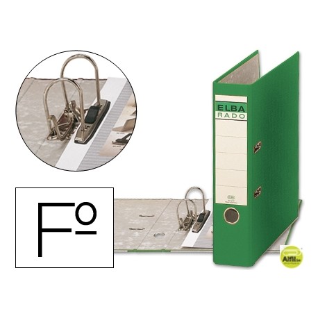 ARCHIVADOR DE PALANCA ELBA CARTON FORRADO FOLIO VERDE -LOMO DE 80 MM -RADO CHIC
