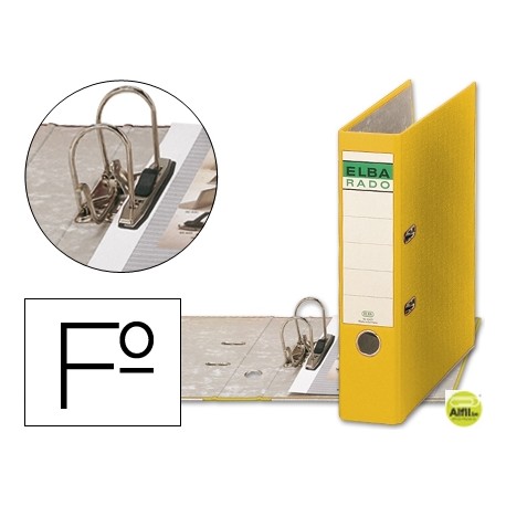 ARCHIVADOR DE PALANCA ELBA CARTON FORRADO FOLIO AMARILLO -LOMO DE 80 MM -RADO CHIC