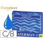 TINTA ESTILOGRAFICA WATERMAN AZUL FLORIDA -CAJA DE 8 CARTUCHOS STANDARD -LARGOS
