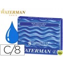 TINTA ESTILOGRAFICA WATERMAN AZUL FLORIDA -CAJA DE 8 CARTUCHOS STANDARD -LARGOS