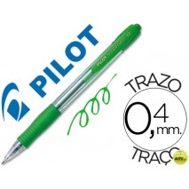 BOLIGRAFO PILOT SUPER GRIP VERDE RETRACTIL SUJECION DE CAUCHO TINTA BASE DE ACEITE