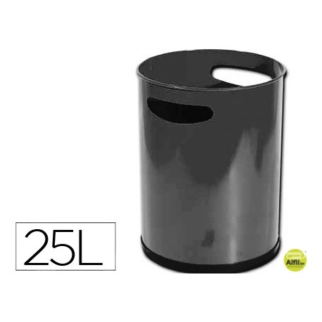 PAPELERA METALICA CON ASAS 111NEGRA 30X25 CM