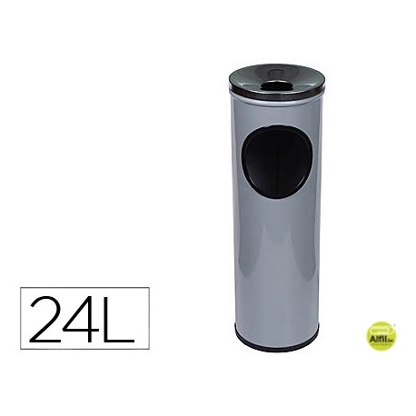 CENICERO PAPELERA REDONDO 401 GRIS -METALICO -MEDIDA 66X21.5 CM