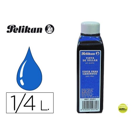 TINTA TAMPON PELIKAN AZUL -FRASCO DE 1/4 LITRO