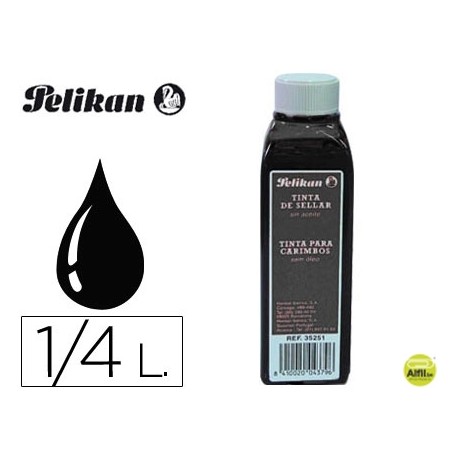 TINTA TAMPON PELIKAN NEGRA -FRASCO DE 1/4 LITRO