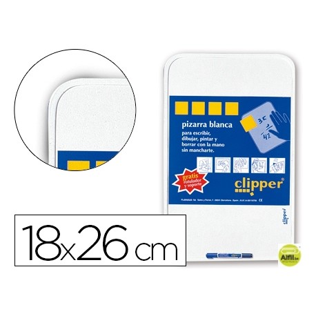 PIZARRA BLANCA CLIPPER PEQUEÑA18X26 CM -CON ROTULADOR