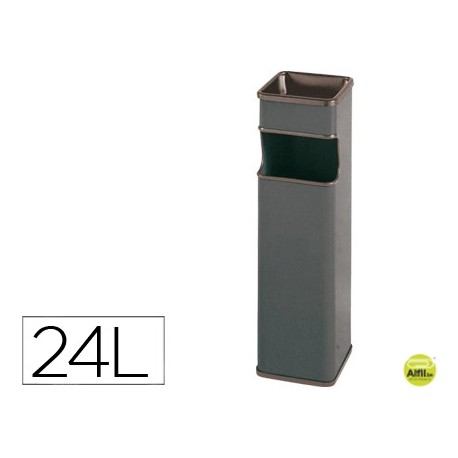 CENICERO PAPELERA CUADRADO 403GRIS -METALICO -MEDIDA 65X18X18 CM