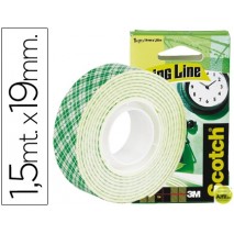 SOPORTE ADHESIVO CINTAS SCOTCHDOBLE CARA -ROLLO BLANCO 19 MM X 1.5 MT