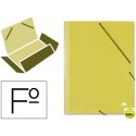 CARPETA GOMAS LIDERPAPEL FOLIO 3 SOLAPAS CARTON SIMIL PRESPAN AMARILLA
