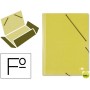 CARPETA GOMAS LIDERPAPEL FOLIO 3 SOLAPAS CARTON SIMIL PRESPAN AMARILLA