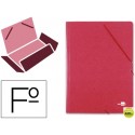 CARPETA GOMAS LIDERPAPEL FOLIO 3 SOLAPAS CARTON SIMIL PRESPAN ROJA