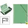 CARPETA GOMAS LIDERPAPEL FOLIO 3 SOLAPAS CARTON SIMIL PRESPAN VERDE