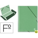 CARPETA GOMAS LIDERPAPEL FOLIO 3 SOLAPAS CARTON SIMIL PRESPAN VERDE
