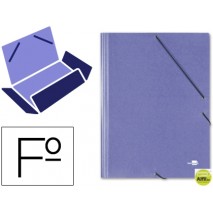 CARPETA GOMAS LIDERPAPEL FOLIO 3 SOLAPAS CARTON SIMIL PRESPAN AZUL