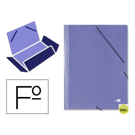 CARPETA GOMAS LIDERPAPEL FOLIO 3 SOLAPAS CARTON SIMIL PRESPAN AZUL