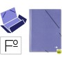 CARPETA GOMAS LIDERPAPEL FOLIO 3 SOLAPAS CARTON SIMIL PRESPAN AZUL