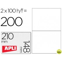 ETIQUETA ADHESIVA APLI 1264 TAMAÑO 210X148 MM -FOTOCOPIADORA LASER INK-JET -CAJA CON 100 HOJAS DIN A