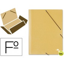 CARPETA GOMAS LIDERPAPEL FOLIO 3 SOLAPAS CARTON PRESPAN AMARILLA