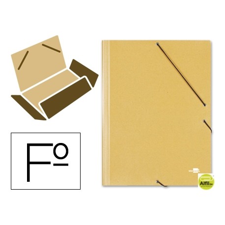 CARPETA GOMAS LIDERPAPEL FOLIO 3 SOLAPAS CARTON PRESPAN AMARILLA